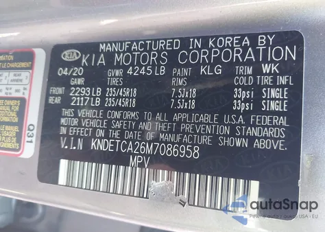 2021 Kia Seltos Sx Turbo z USA, uszkodzony, nr VIN KNDETCA26M7086958